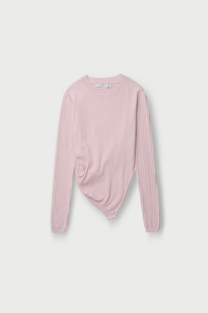 MIRELLASPE 시어 언발란스 햄 니트 탑