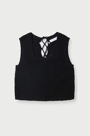 EMIRA 스티치 스퀘어넥 니트 탑