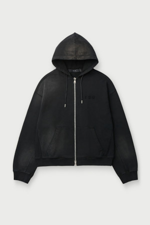 Nuance 캔버스 배색 집업 다잉 후디