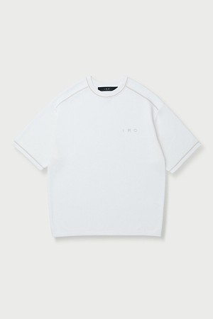 Raccord 반팔 강연 자수 배색 라운드넥 스웨터