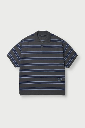 Maree 카라 스트라이프 테리 반팔 스웨터