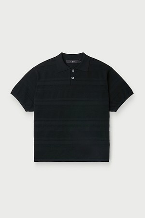 Galon 카라 볼륨 스트라이프 반팔 스웨터