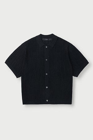 SPLEATS 니트 플리츠 반팔 셔츠