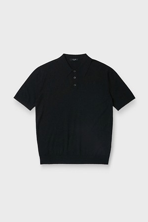 BARANCO 버튼 카라 숏 슬리브 니트