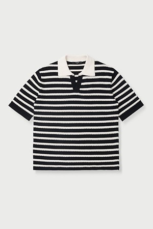 MANAUS 스트라이프 숏 슬리브 니트