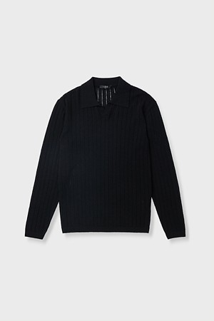 PAOZA 리브드 스킵 카라 니트