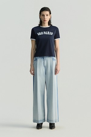 ONDINE 밴딩 데님 와이드 팬츠