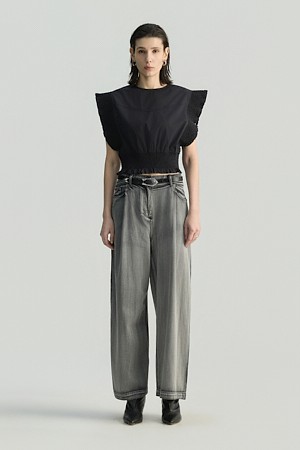 ONDINE 밴딩 데님 와이드 팬츠