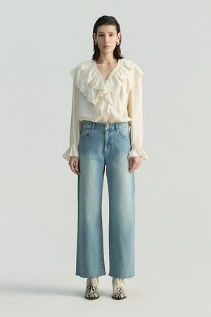 VOLANT 자수 러플 블라우스