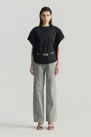 ELYJAHSPE2 커브 씸 데님 와이드 팬츠