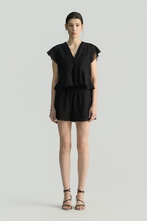 DARILASPE 레이스 패널 러플 블라우스