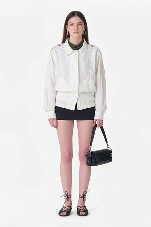  WOUNA 오버핏 블루종 버튼 셔츠