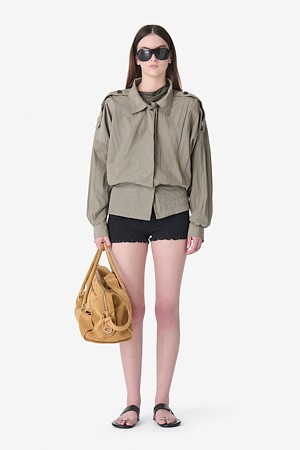  WOUNA 오버핏 블루종 버튼 셔츠