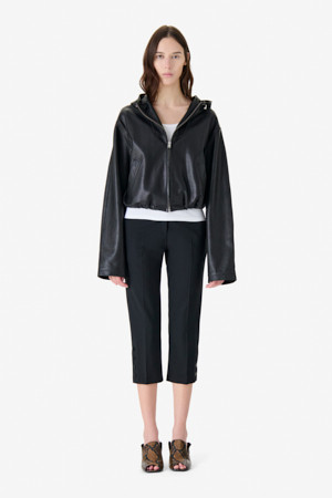 TULUM 후디드 숏 가죽 자켓