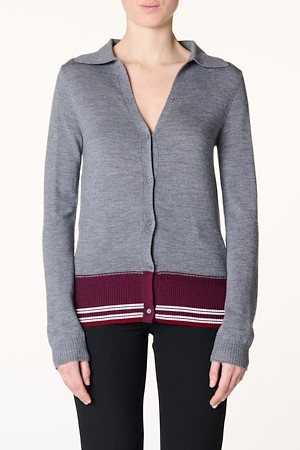 MIEL 컬러 블록 메리노 울 가디건