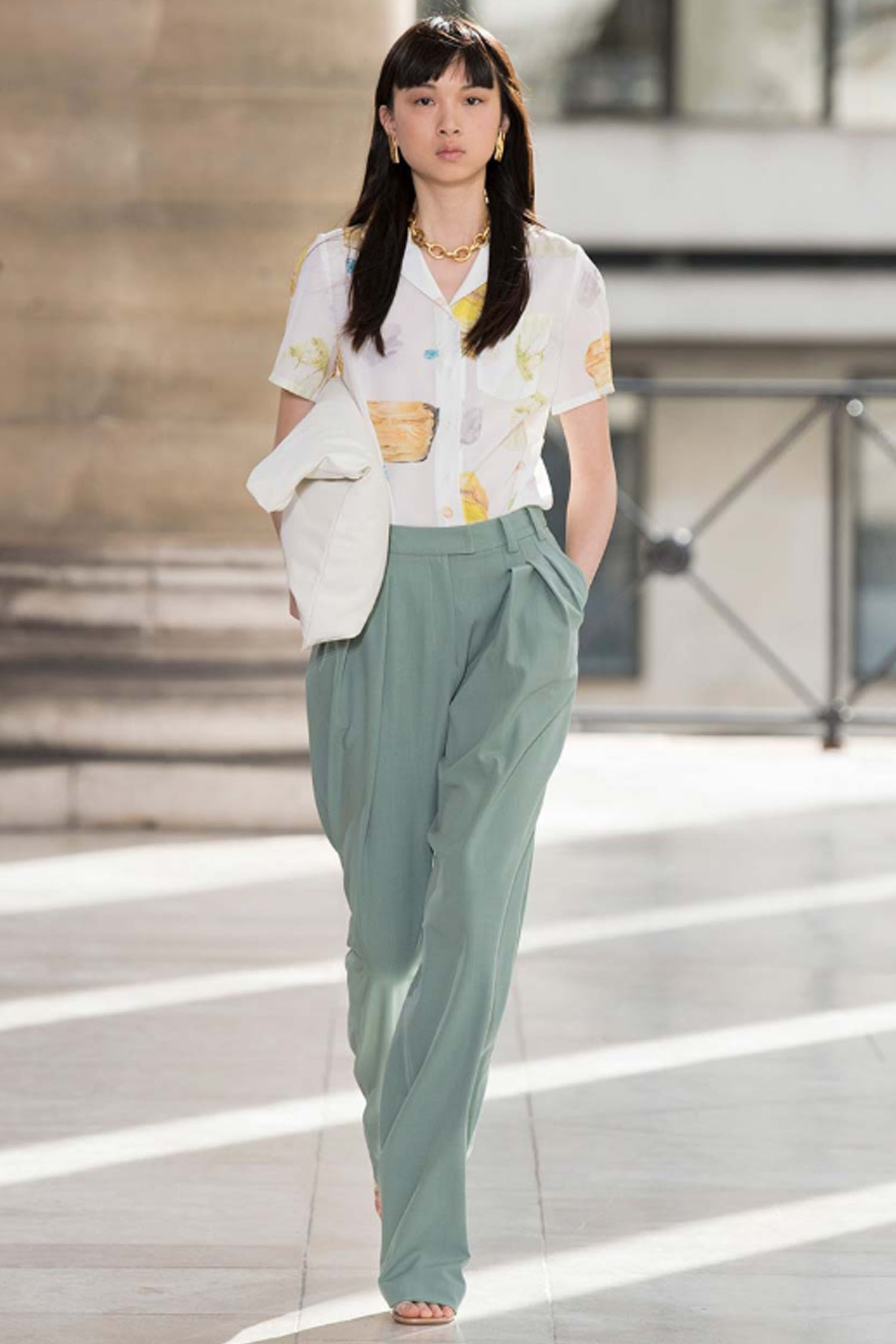 WNDERKAMMER - 스커트/팬츠 - [20SS] Zigzag Wide Trousers (Green)