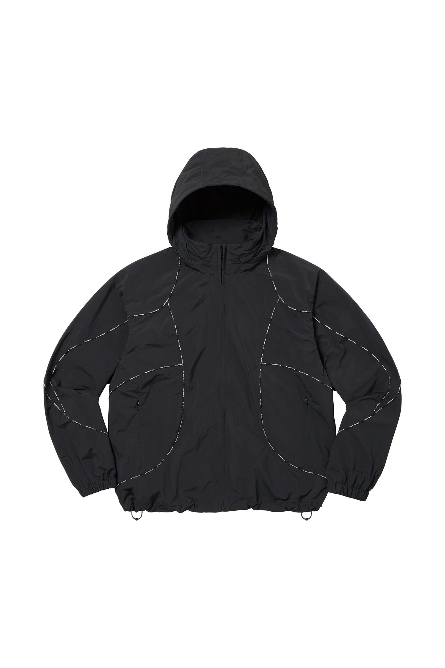 SUPREME] Logo Piping Hooded Track Jacket - Black_SUPREME