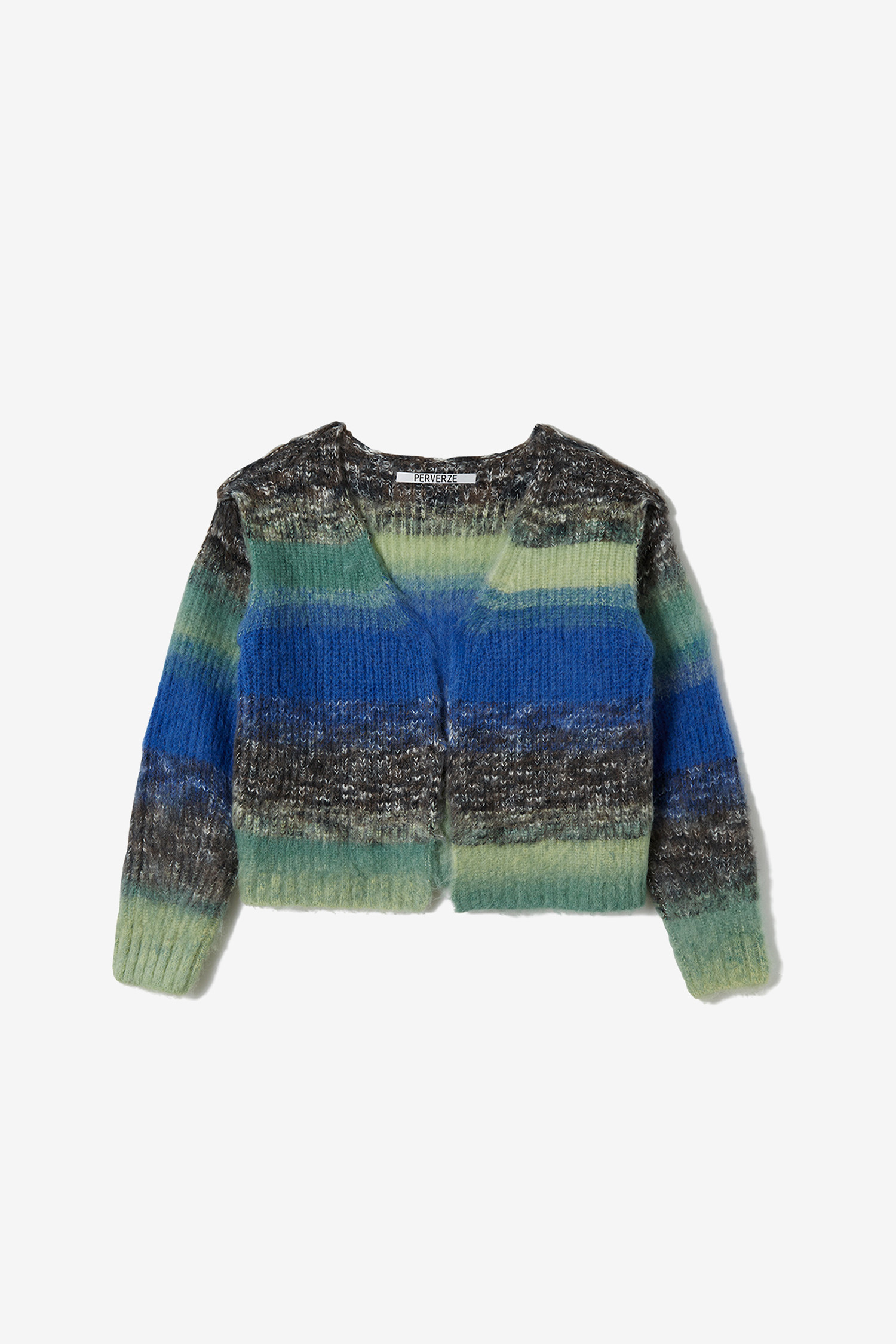 PERVERZE] Gradient Stripe Wide Cardigan - Green_PERVERZE