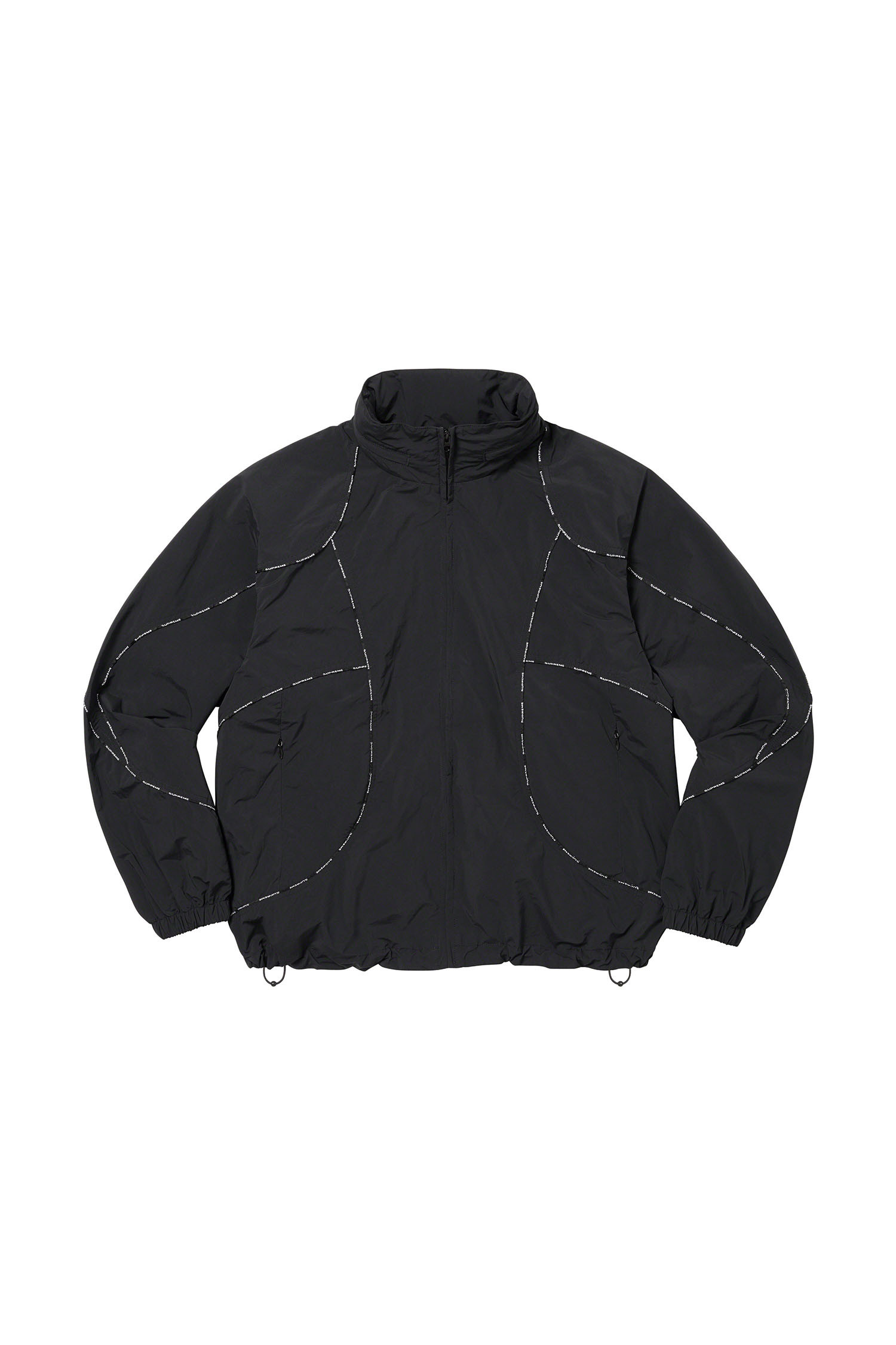 SUPREME] Logo Piping Hooded Track Jacket - Black_SUPREME