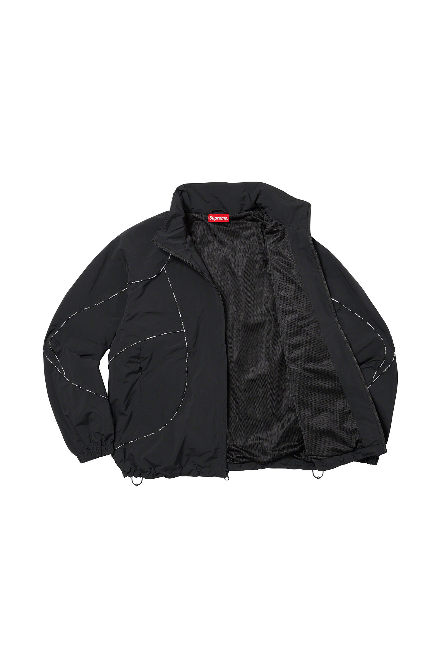 SUPREME] Logo Piping Hooded Track Jacket - Black_SUPREME