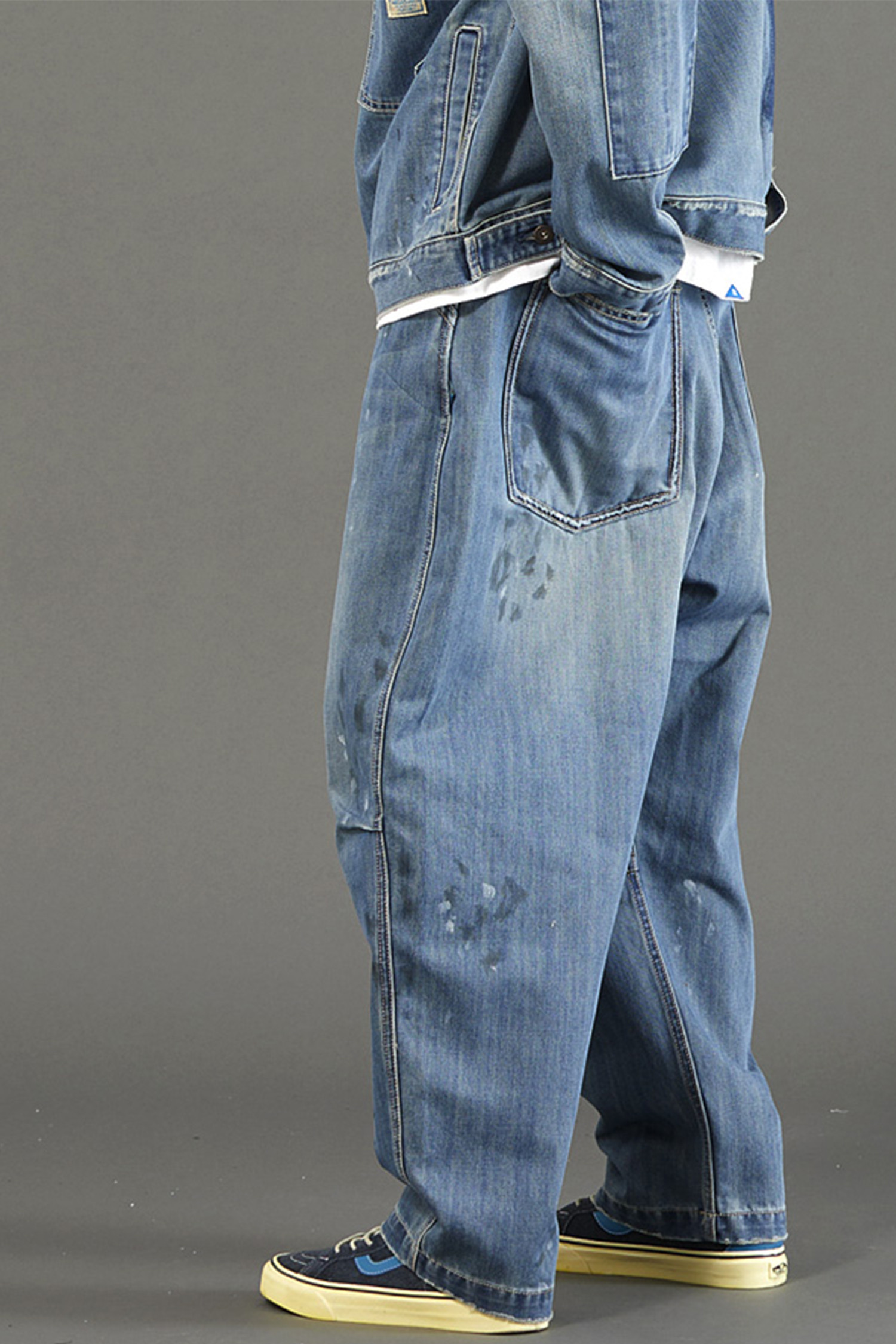 LIBERAIDERS] DENIM PAINTER SARROUEL PANTS - INDIGO_LIBERAIDERS