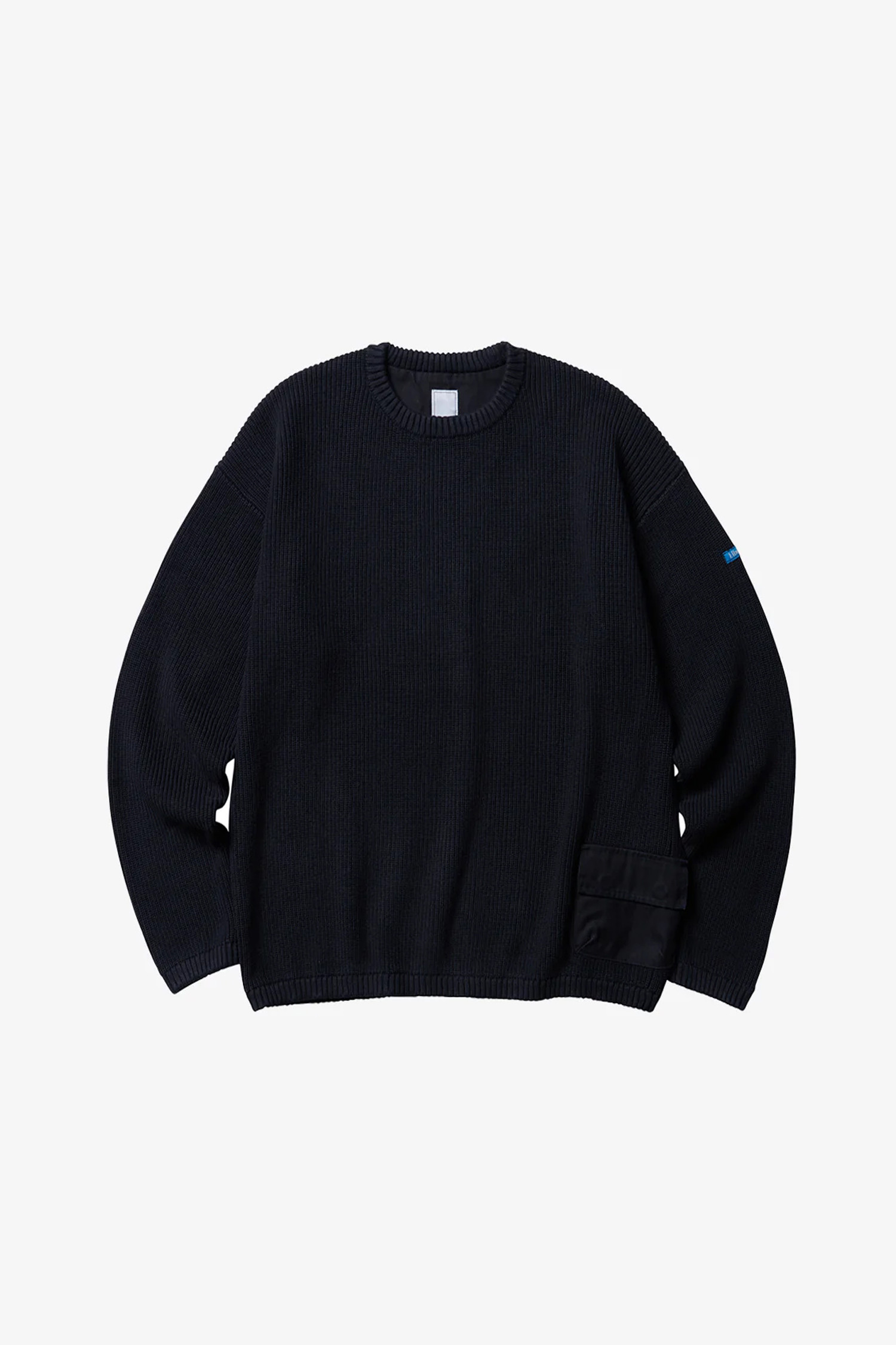 LIBERAIDERS - 스웨터 - [LIBERAIDERS] GARMENT DYED COTTON KNIT CREWNECK - BLACK