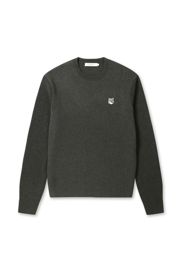 MAISON KITSUNE] GREY FOX HEAD PATCH RELAXED JUMPER - KHAKI 