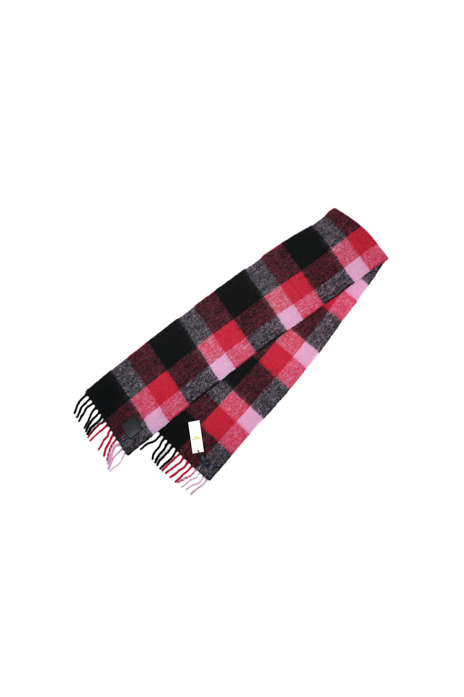 MAISON KITSUNE - 스카프/머플러 - [MAISON KITSUNE] CHECK FRINGED SCARF - PINK RED CHECK