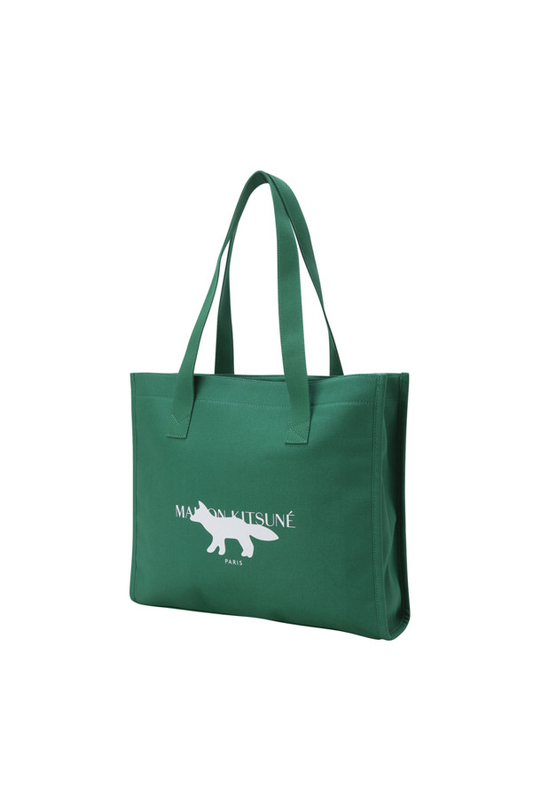 MAISON KITSUNE] PROFILE FOX STAMP E/W TOTE - DEEP GREEN_MAISON KITSUNE