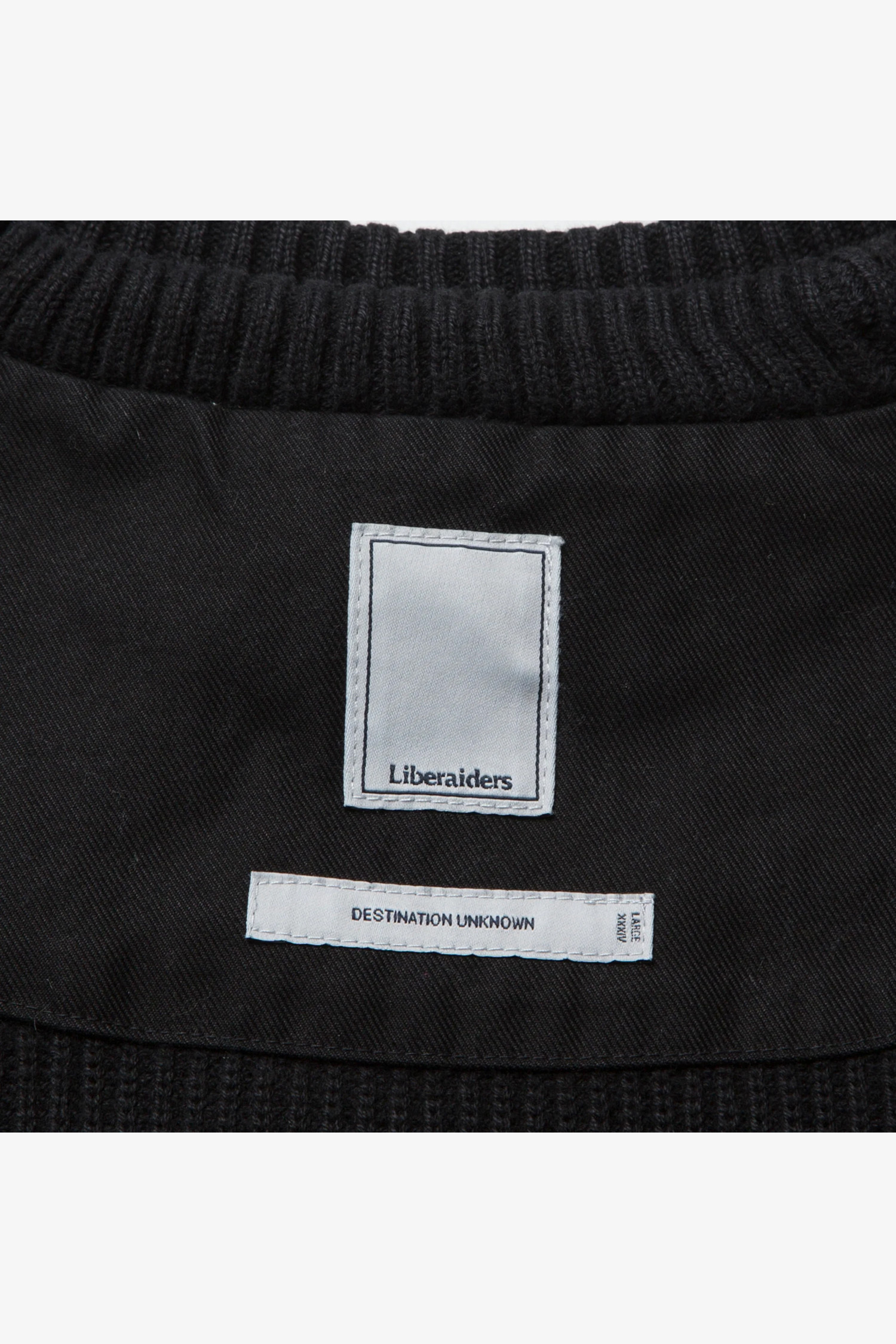 LIBERAIDERS - 스웨터 - [LIBERAIDERS] GARMENT DYED COTTON KNIT CREWNECK - BLACK