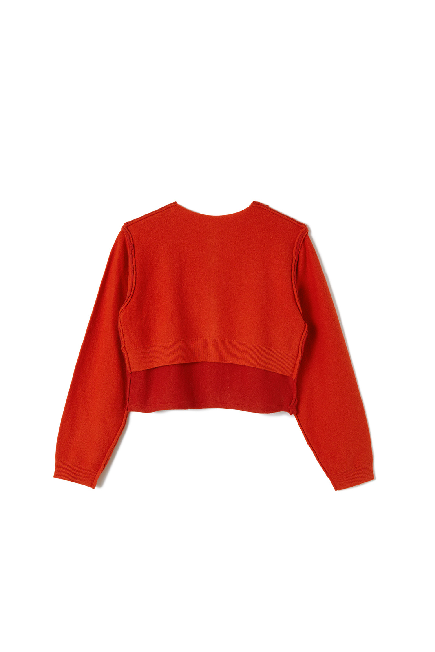 PERVERZE - 가디건 - [PERVERZE] Stitching Double Cardigan - Red