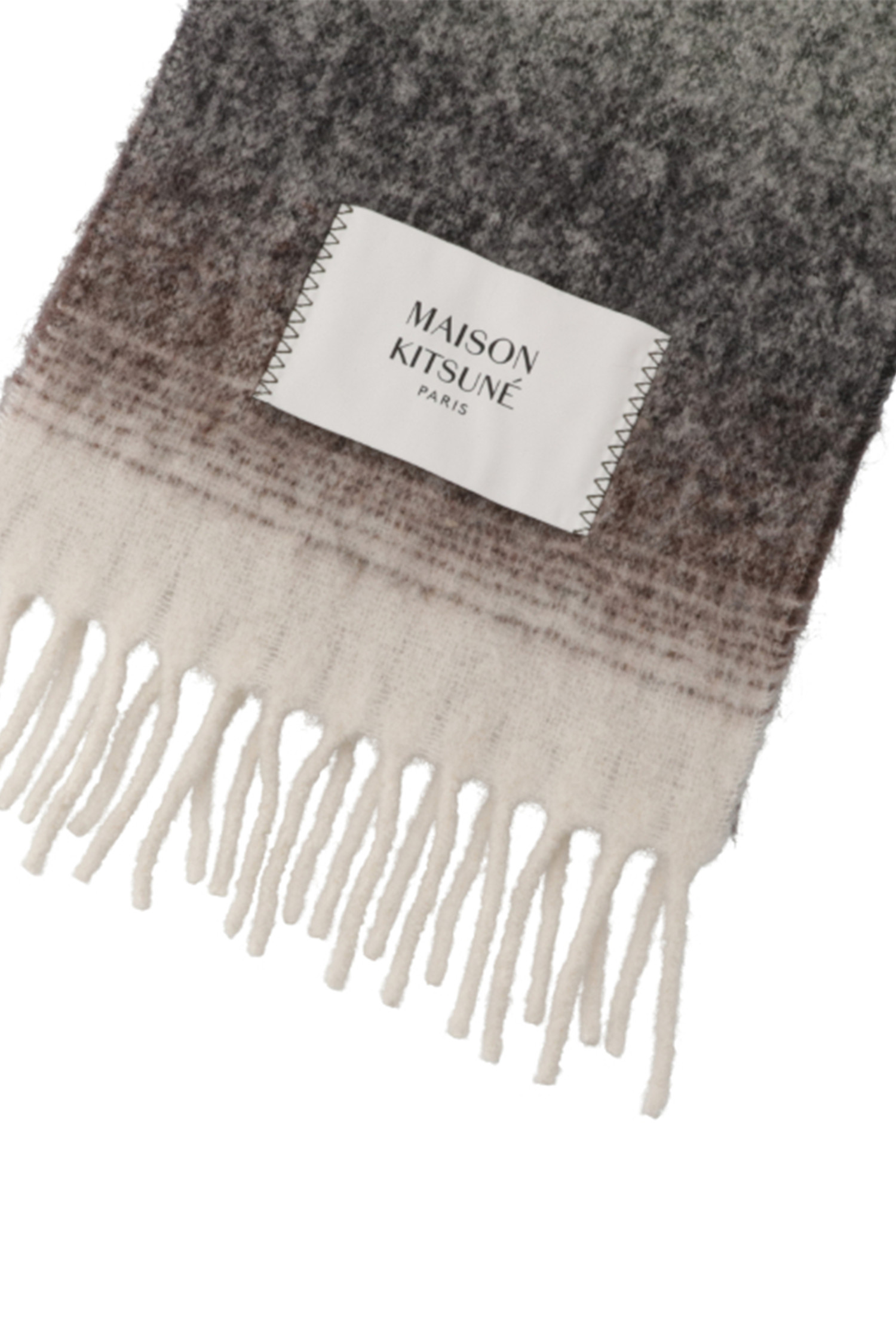 Maison Kitsune - 스카프/머플러 - [MAISON KITSUNE] GRADIENT FRINGED SCARF - KHAKI BLACK STRIPES 