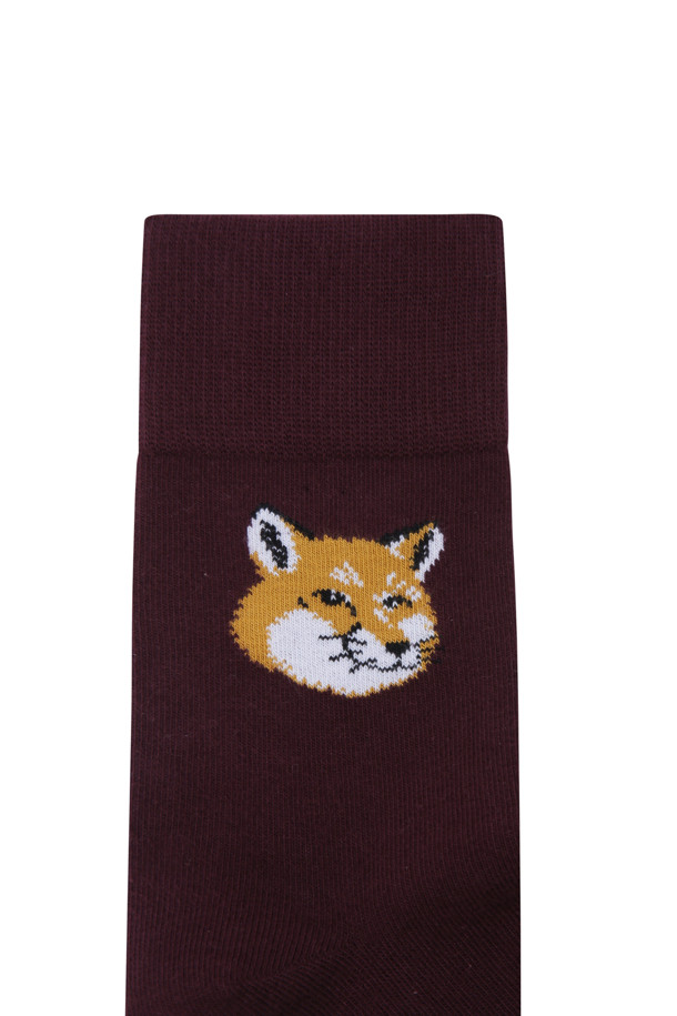 MAISON KITSUNE - 양말 - [MAISON KITSUNE] FOX HEAD SOCKS - WINE LEES