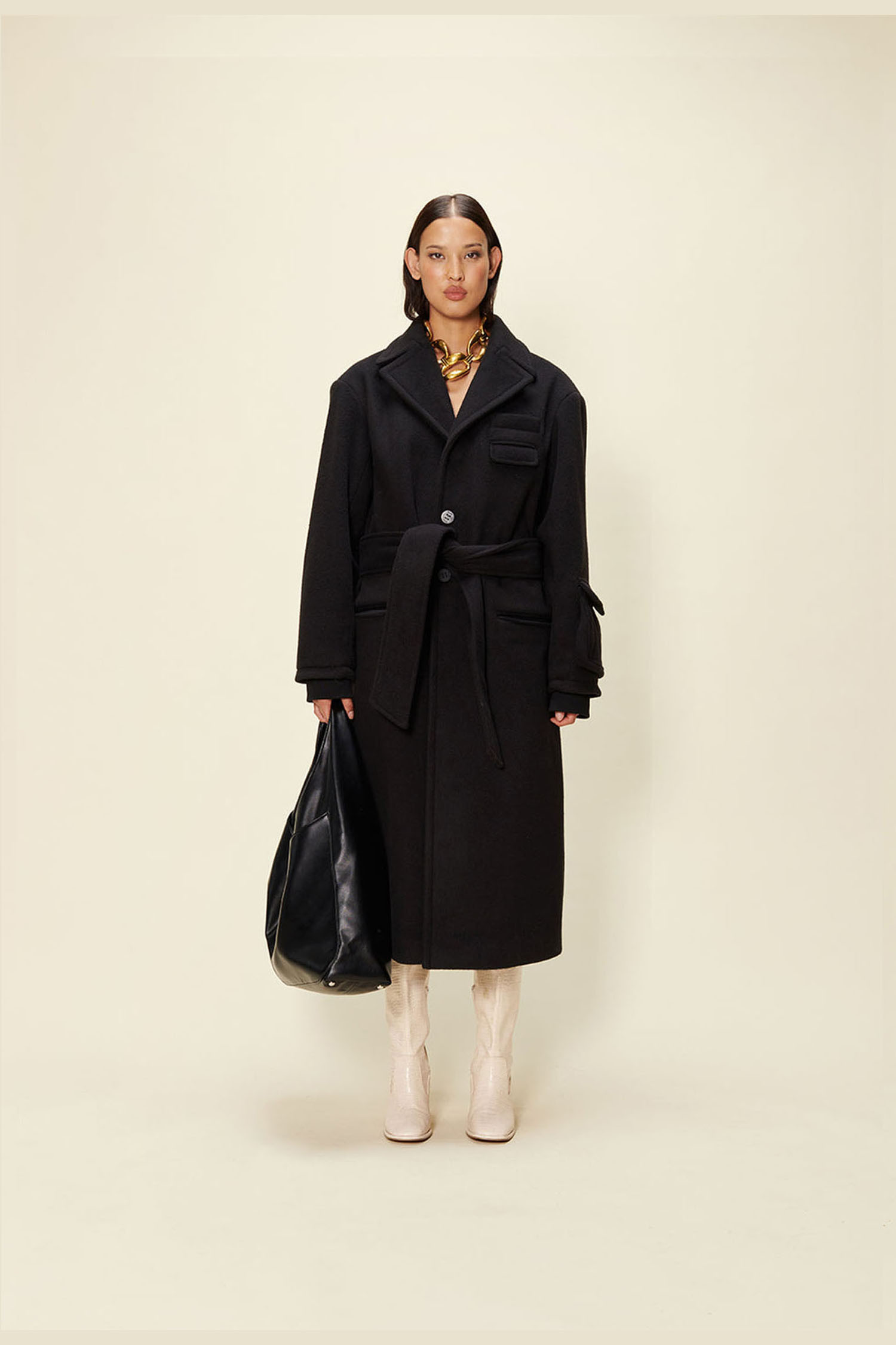 [House of Sunny] ACCENT OVERCOAT - NOIR