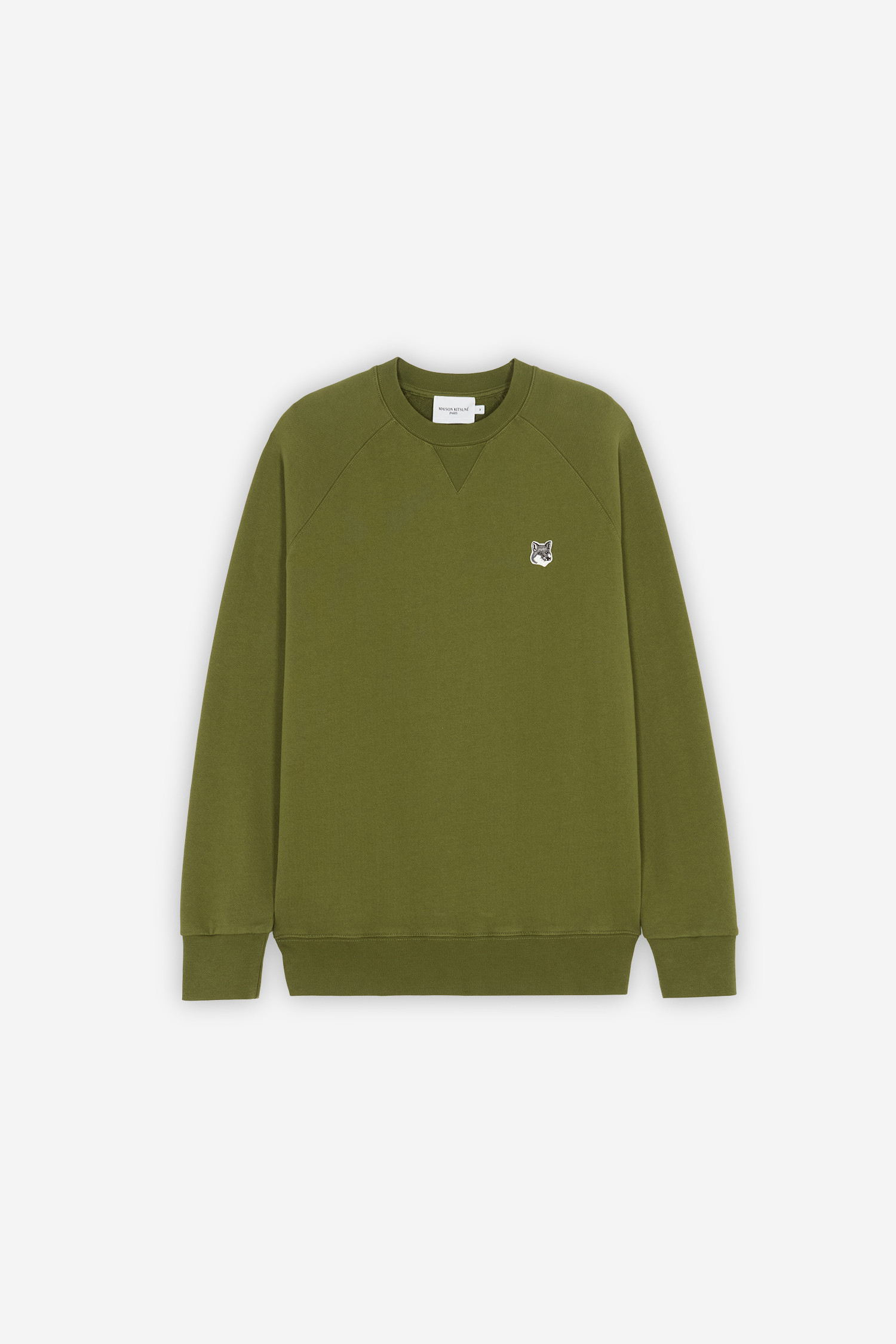 [MAISON KITSUNE] GREY FOX HEAD PATCH CLASSIC SWEATSHIRT - KHAKI GREY