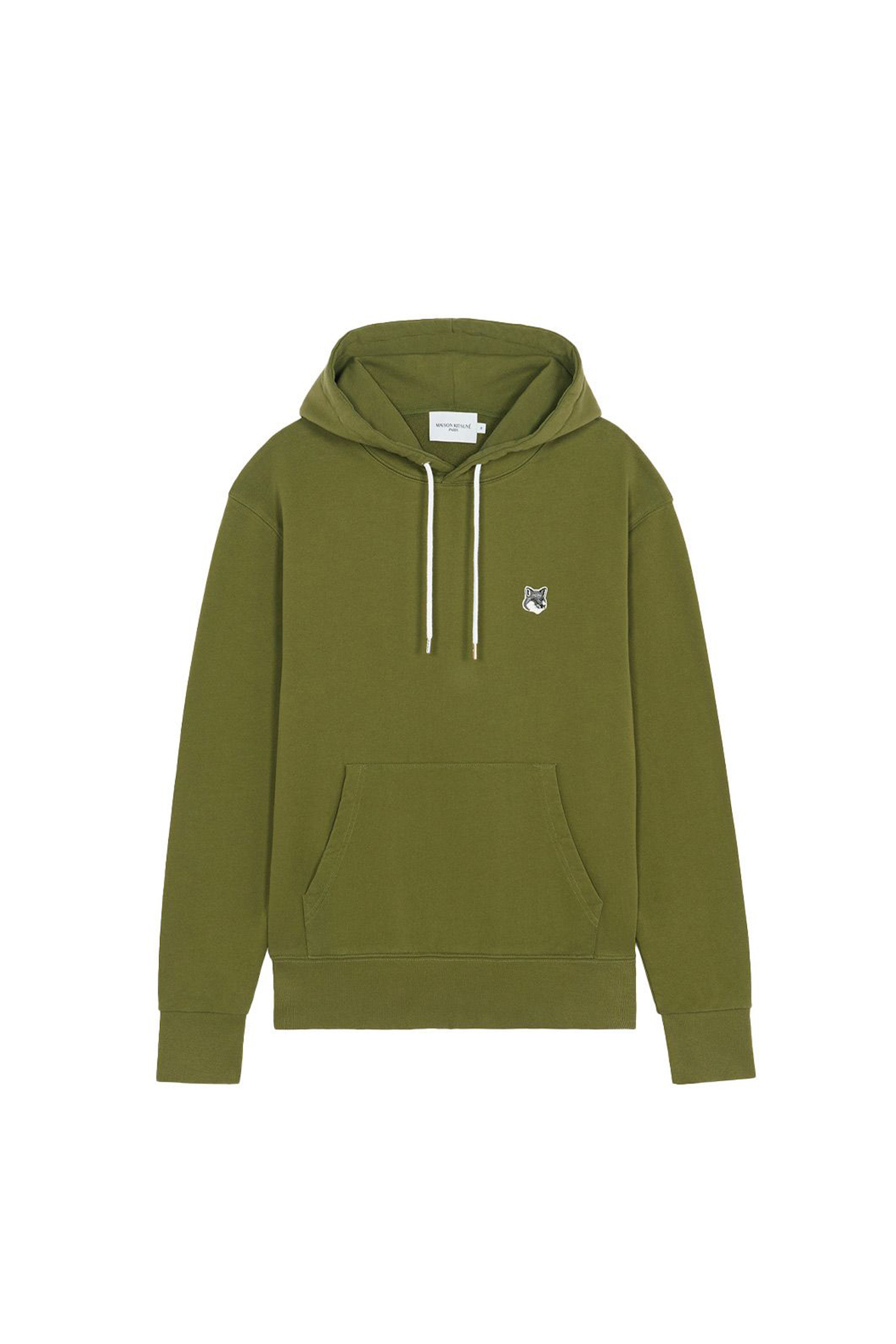 [MAISON KITSUNE] GREY FOX HEAD PATCH CLASSIC HOODIE - KHAKI GREY