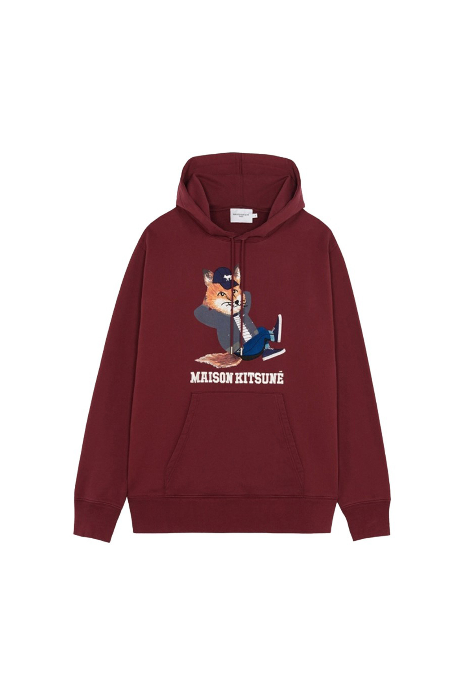 [MAISON KITSUNE] DRESSED FOX PRINT RELAXED HOODIE - WINE LESS