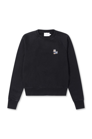 [MAISON KITSUNE] WOMEN DRESSED FOX PATCH ADJUSTED SWEATSHIRT - BLACK