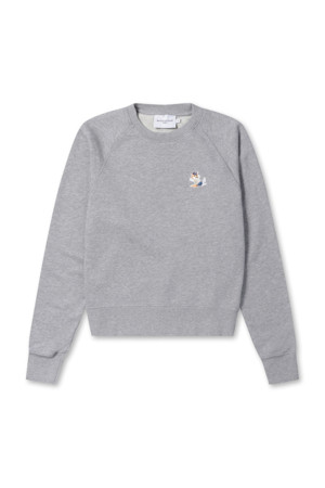 [MAISON KITSUNE] WOMEN DRESSED FOX PATCH ADJUSTED SWEATSHIRT - GREY MELANGE