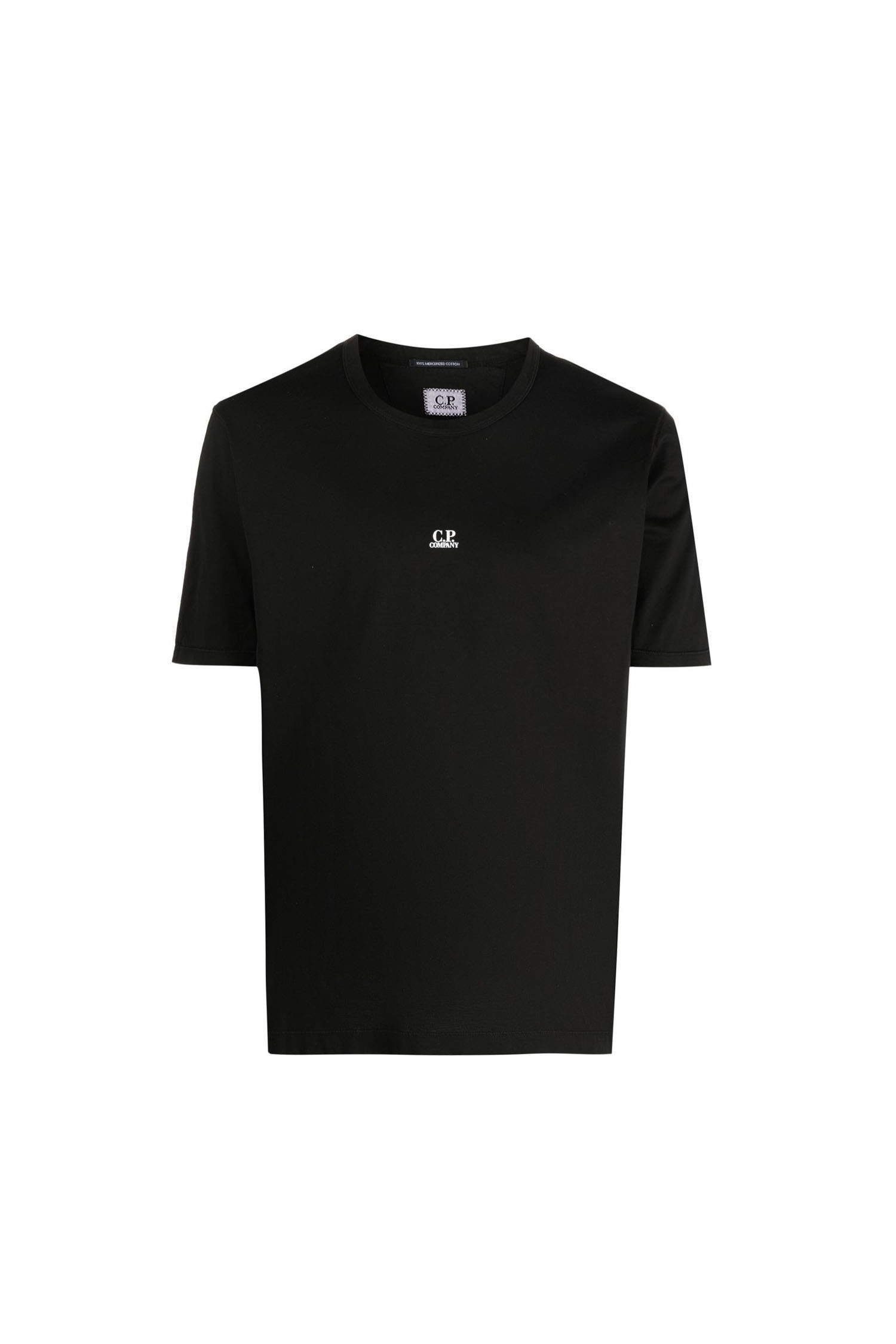 [C.P COMPANY] JERSEY TWISTED CHEST LOGO TSHIRT - BLACK _14CMTS257A006374G999