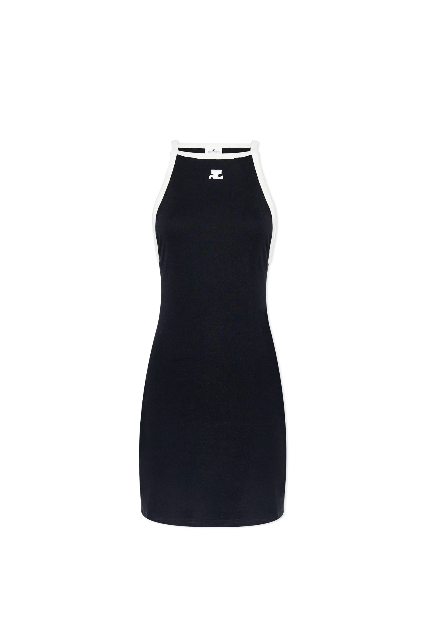 [COURREGES] LIGHT RIBS CONTRAST DRESS BLACK/HERITAGE WHITE