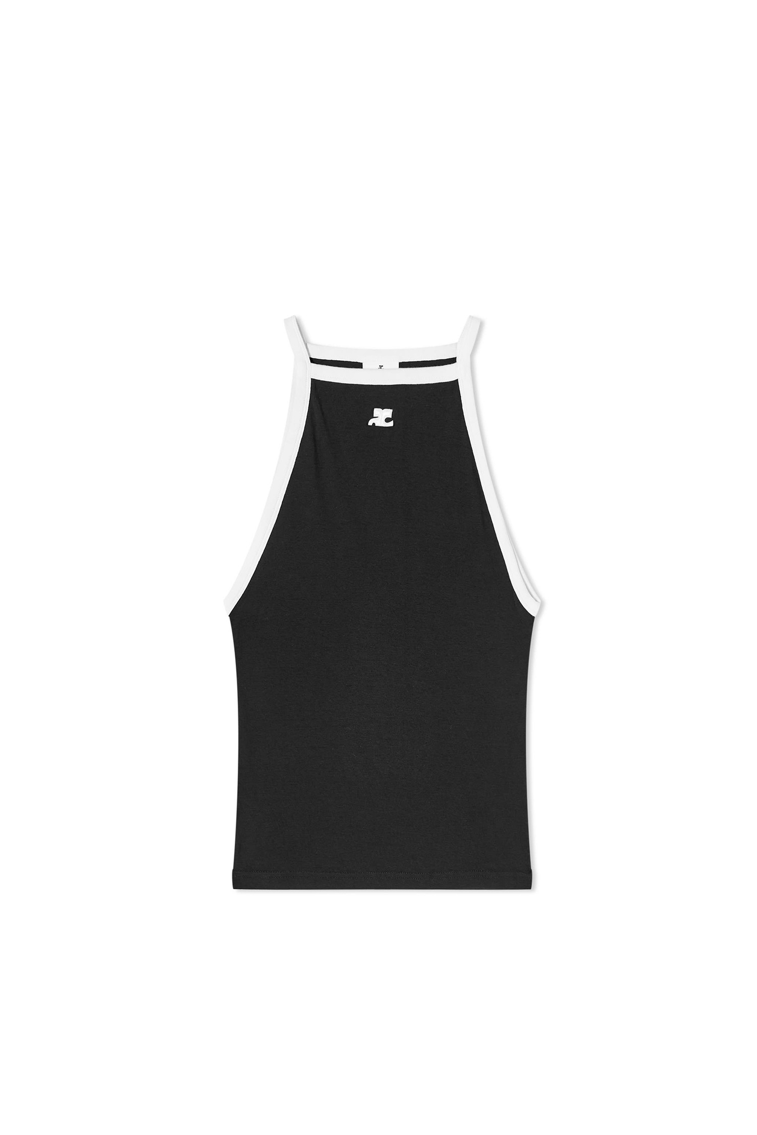 [COURREGES] LIGHT RIBS CONTRAST TANK TOP BLACK/HERITAGE WHITE