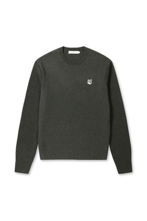 [MAISON KITSUNE] GREY FOX HEAD PATCH RELAXED JUMPER - KHAKI GREY