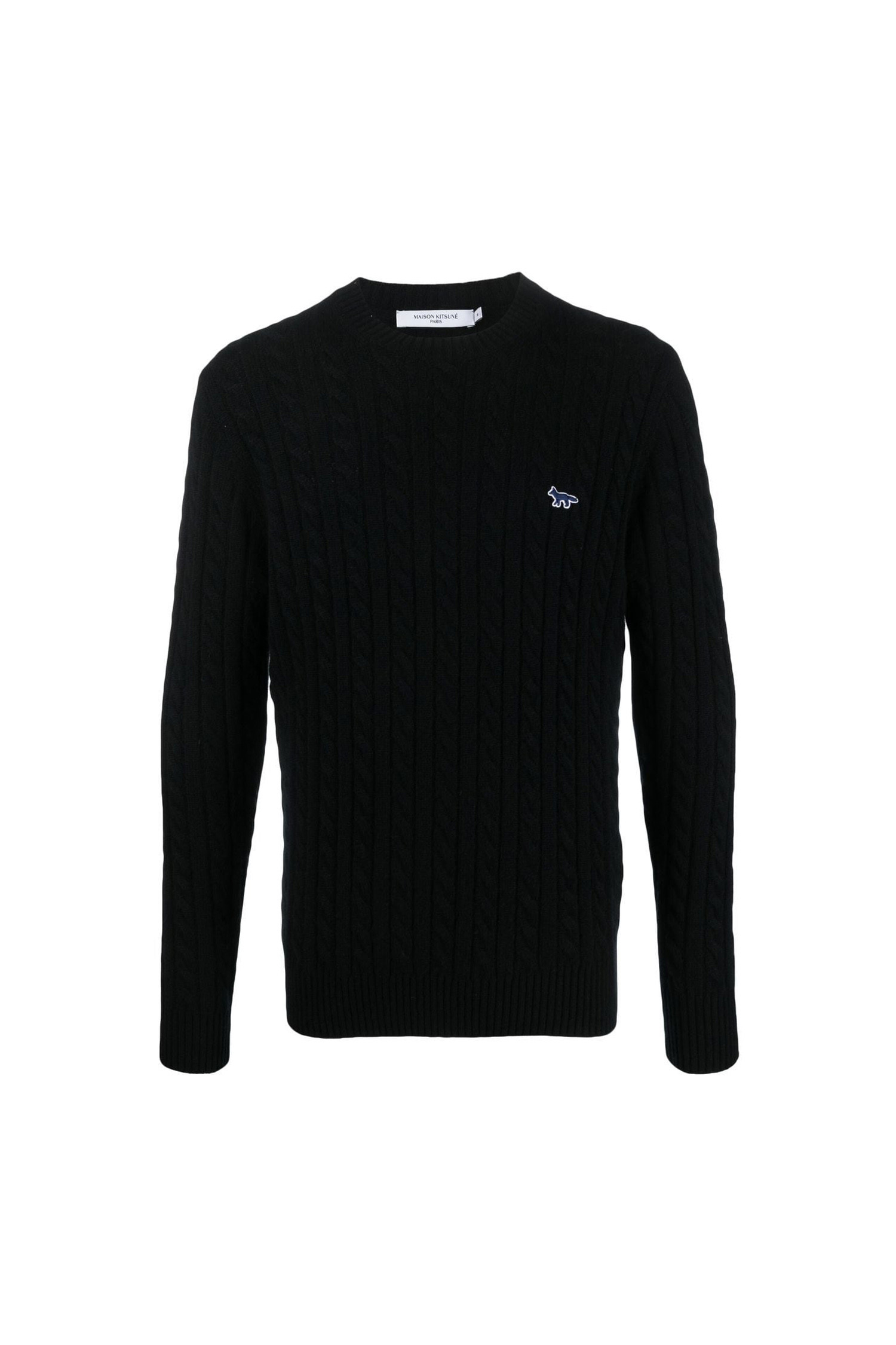 [MAISON KITSUNE] NAVY FOX PATCH CLASSIC R-NECK - BLACK