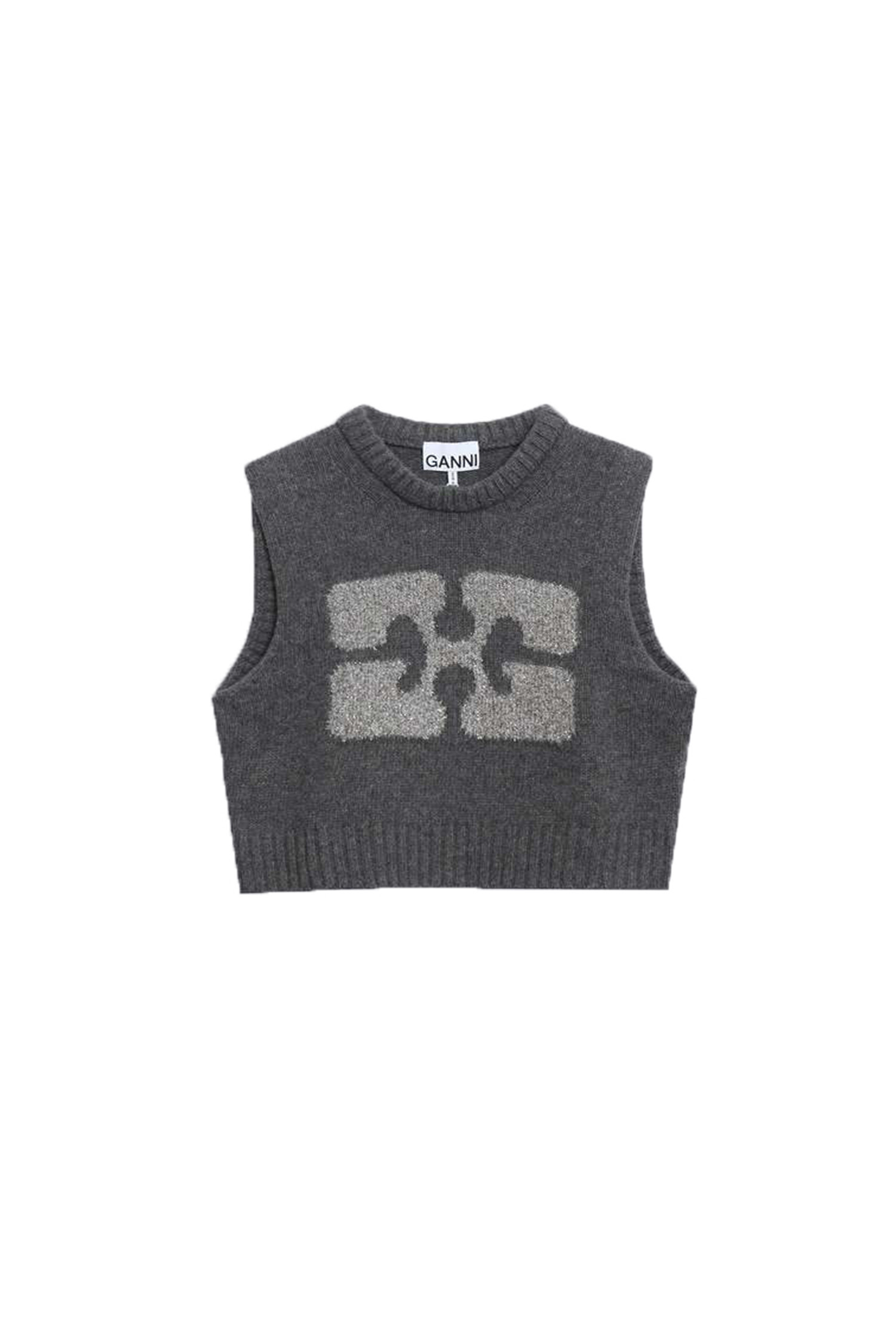 [GANNI] GRAPHIC CROPPED VEST  K1891 641 - GREY