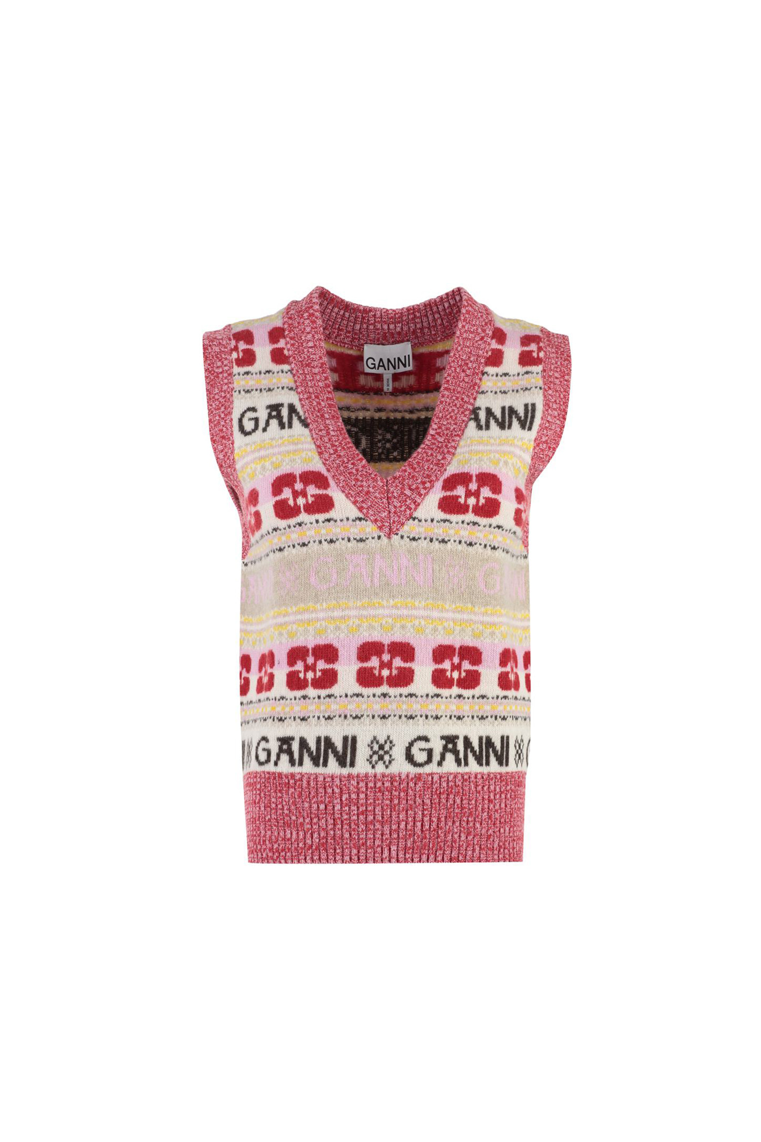 [GANNI] LOGO WOOL MIX VEST - K1902 999 MULTICOLOUR