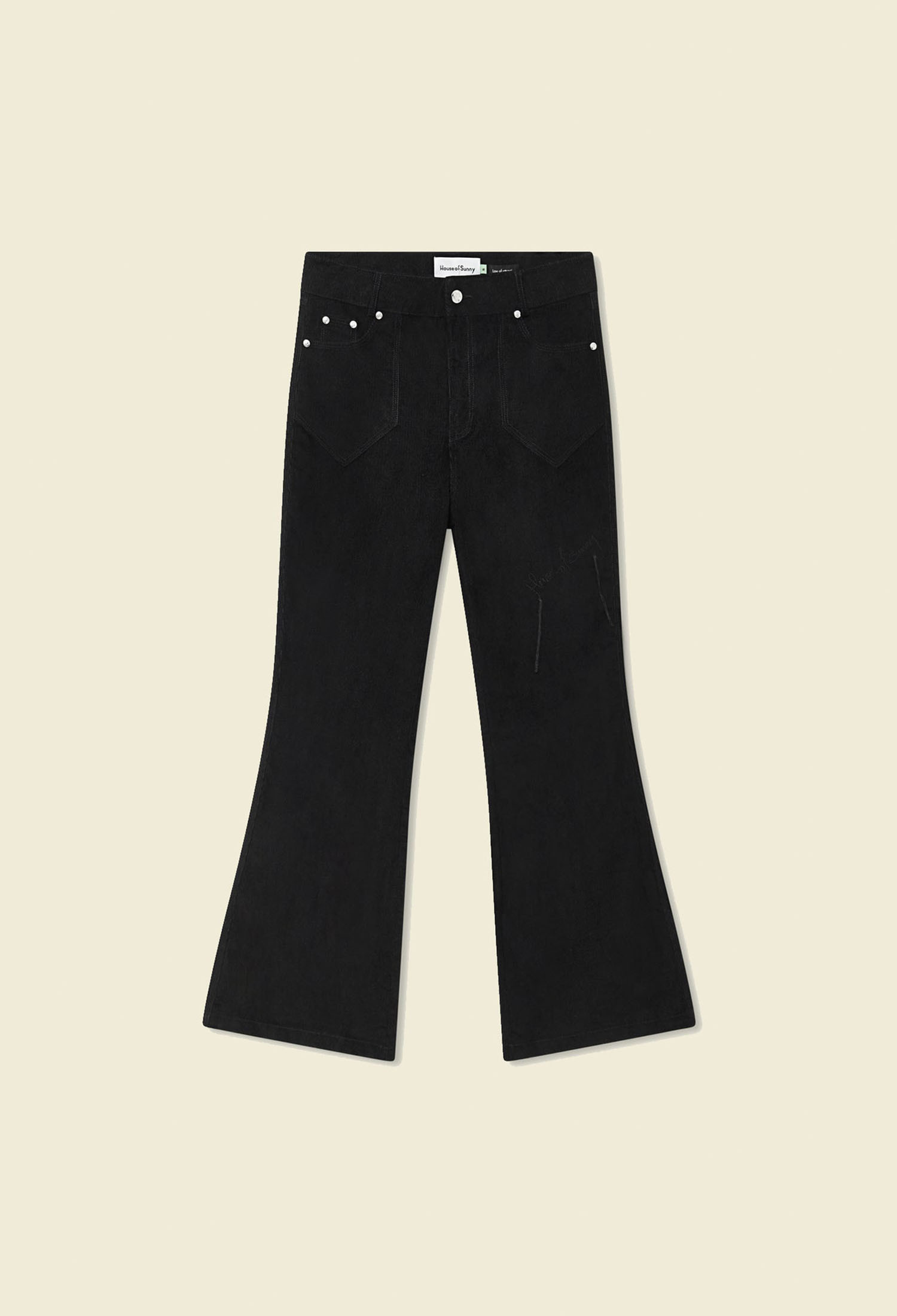  House Of Sunny CORD KICK FLARE PANTS NOIR HOUSE OF SUNNY 