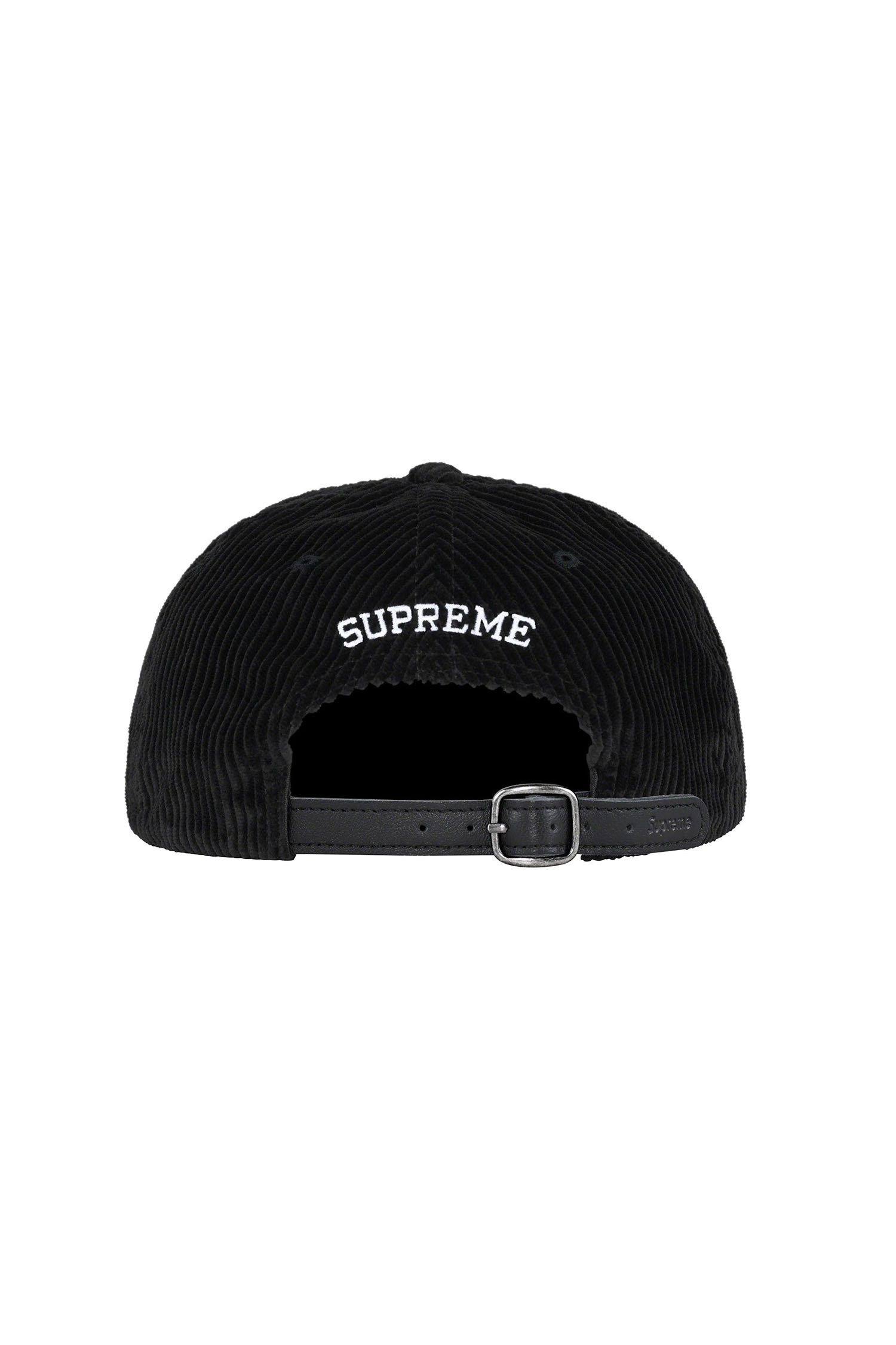 SUPREME) CORDUROY S LOGO 6-PANEL - BLACK_SUPREME