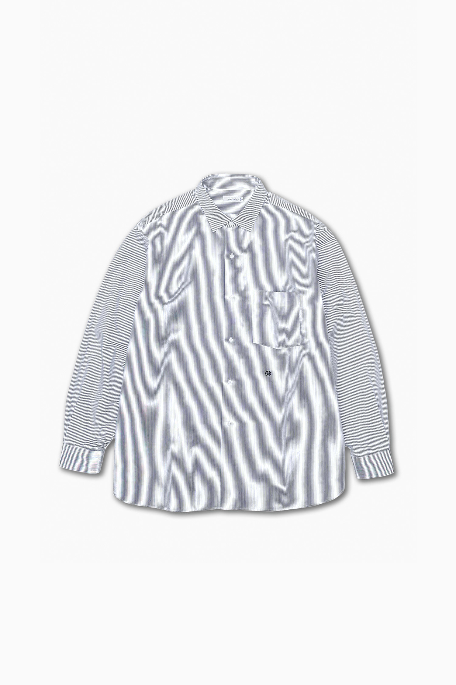 NANAMICA - 긴팔셔츠 - (NANAMICA) Regular Collar Stripe Wind Shirt - SUGF362E N NAVY