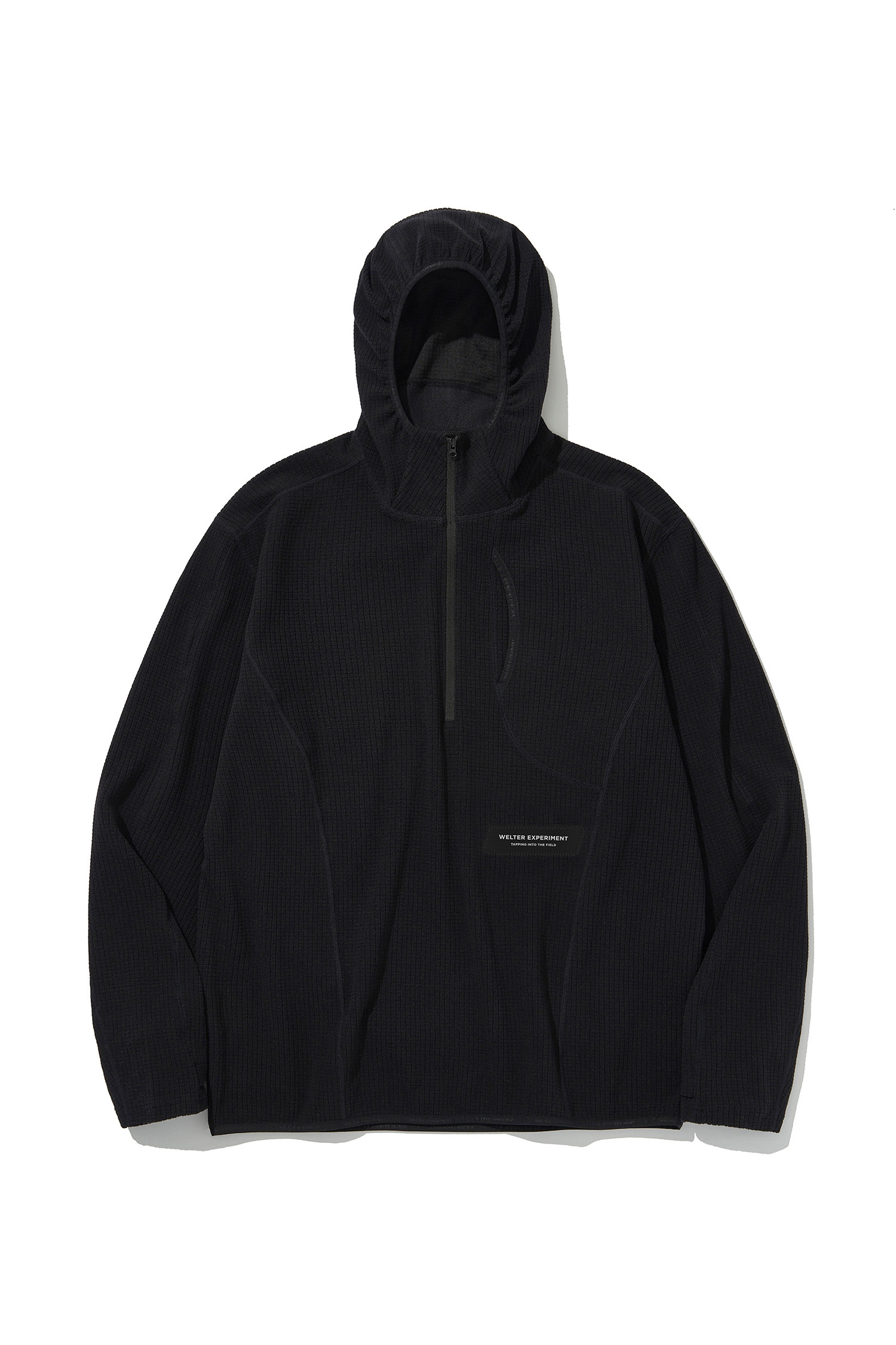 WELTER EXPERIMENT - 아노락/바람막이 - SQUARE FLEECE HOOD PULLOVER - WLT025 BLACK